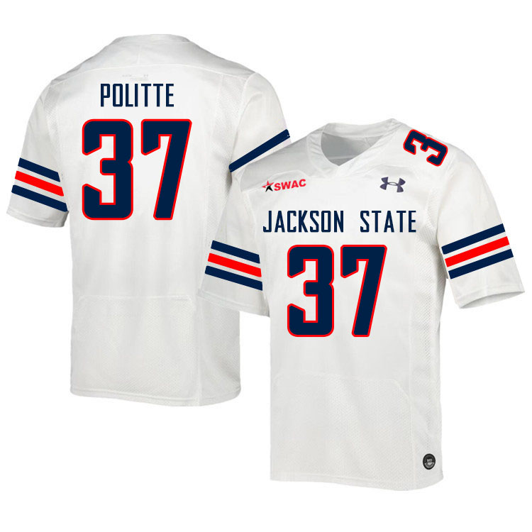Men-Youth #37 Jacob Politte Jackson State Tigers 2023 College Football Jerseys Stitched-White